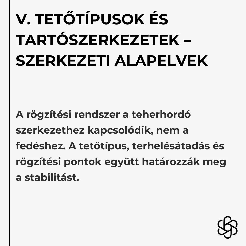 V. Tetőtípusok és tartószerkezetek – Szerkezeti alapelvek