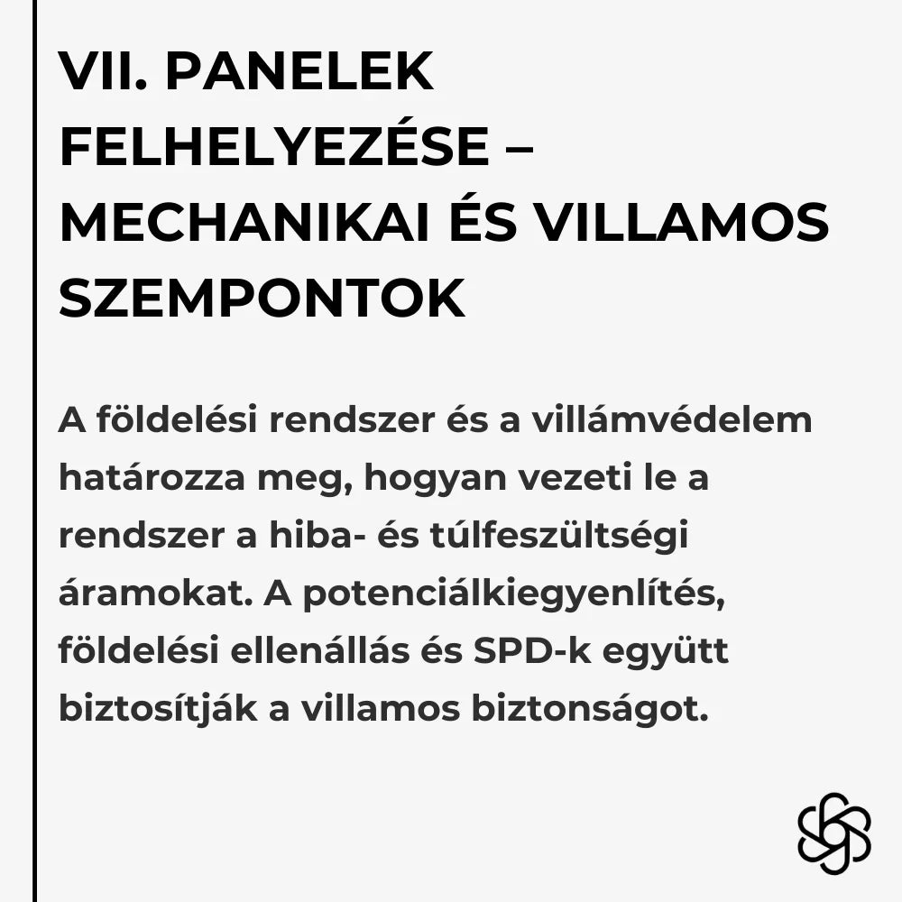 VII. Panelek felhelyezése – Mechanikai és villamos szempontok
