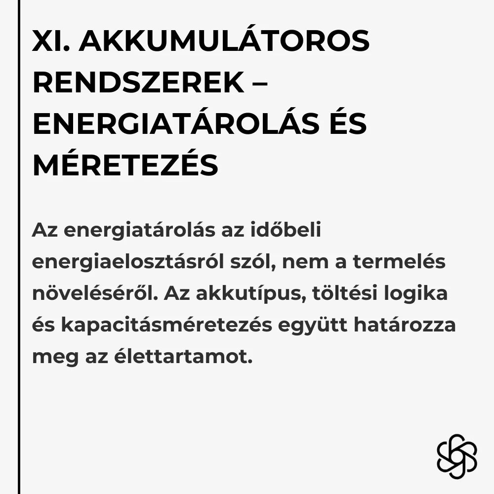 XI. Akkumulátoros rendszerek – Energiatárolás és méretezés